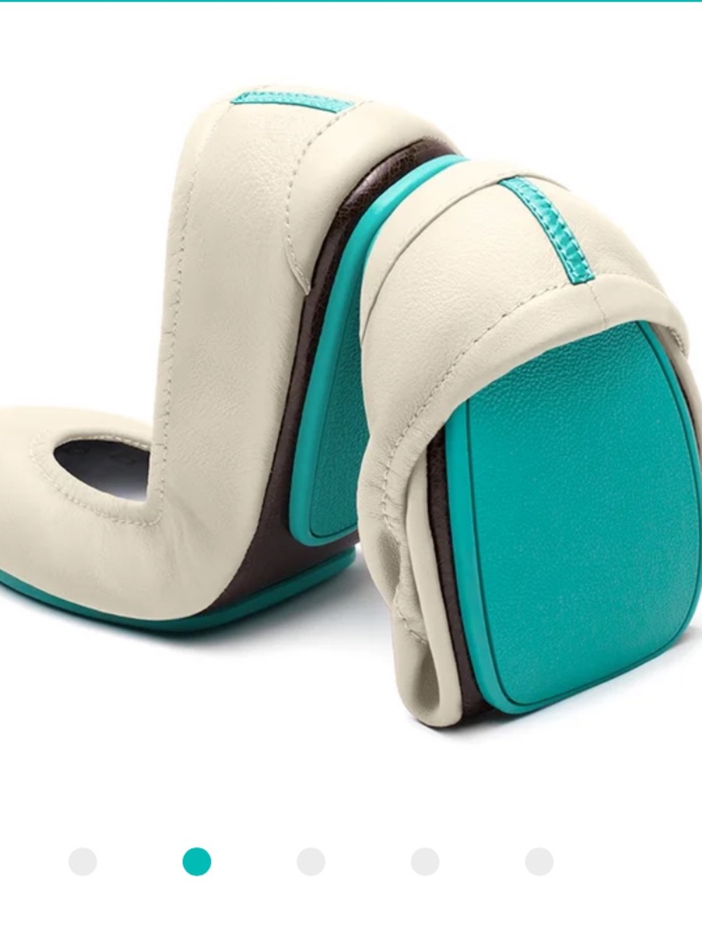 Tieks by Gavrieli Women's Cream & Teal Leather Ballet Flats Size 6